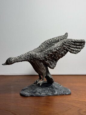Vintage pewter goose figurine.